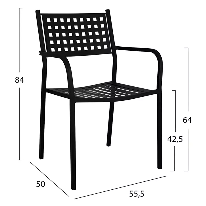 Πολυθρόνα Κήπου ArteLibre MONTU Μαύρο Μέταλλο 54x51x84cm