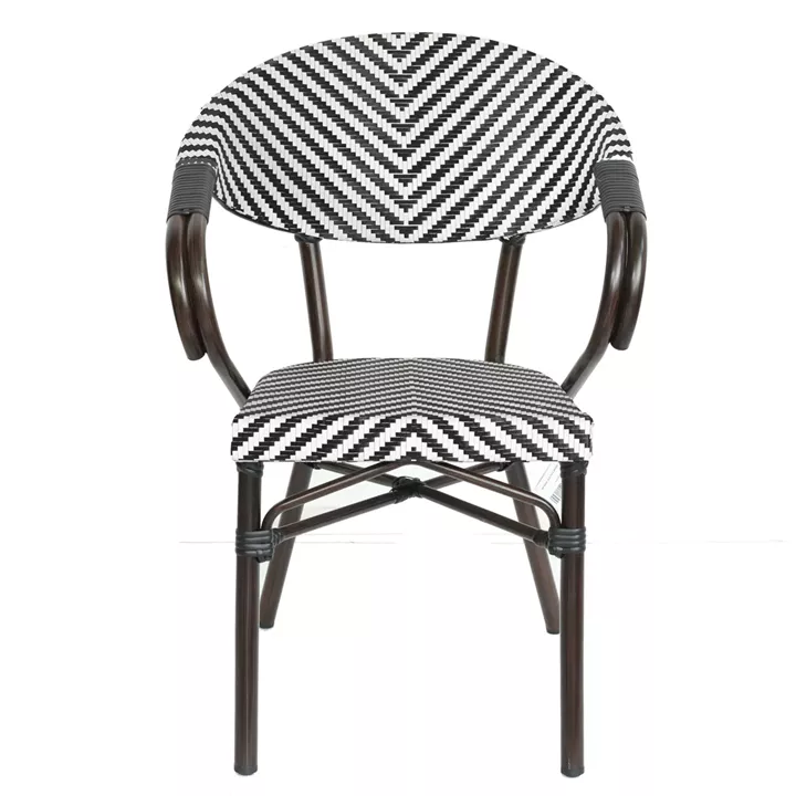 Πολυθρόνα Κήπου ArteLibre KIYOSHI Λευκό/Μαύρο/Καφέ Μπαμπού/Rattan 57x60x82cm