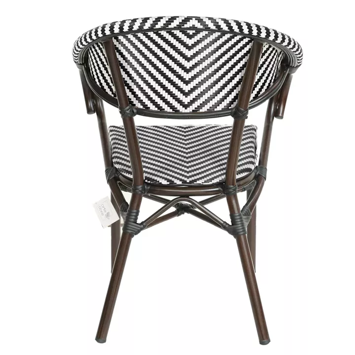 Πολυθρόνα Κήπου ArteLibre KIYOSHI Λευκό/Μαύρο/Καφέ Μπαμπού/Rattan 57x60x82cm