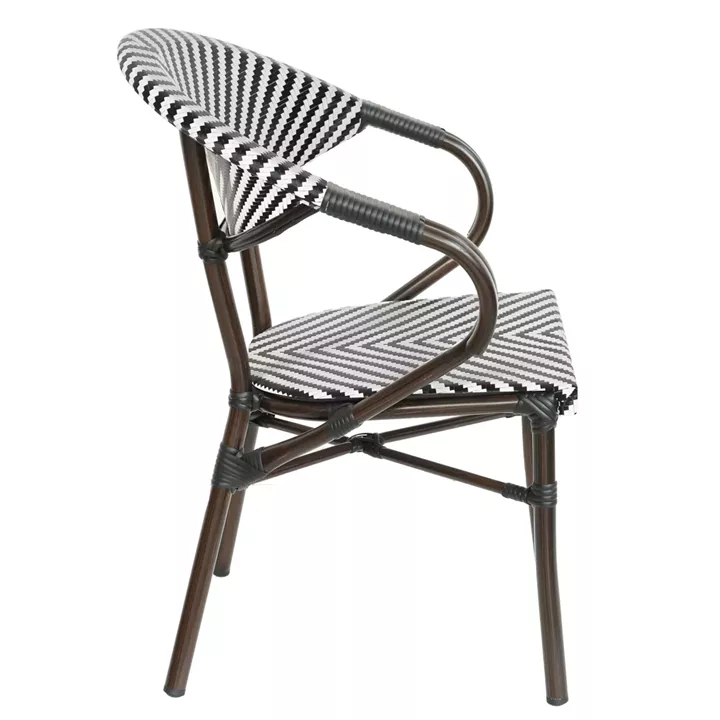 Πολυθρόνα Κήπου ArteLibre KIYOSHI Λευκό/Μαύρο/Καφέ Μπαμπού/Rattan 57x60x82cm