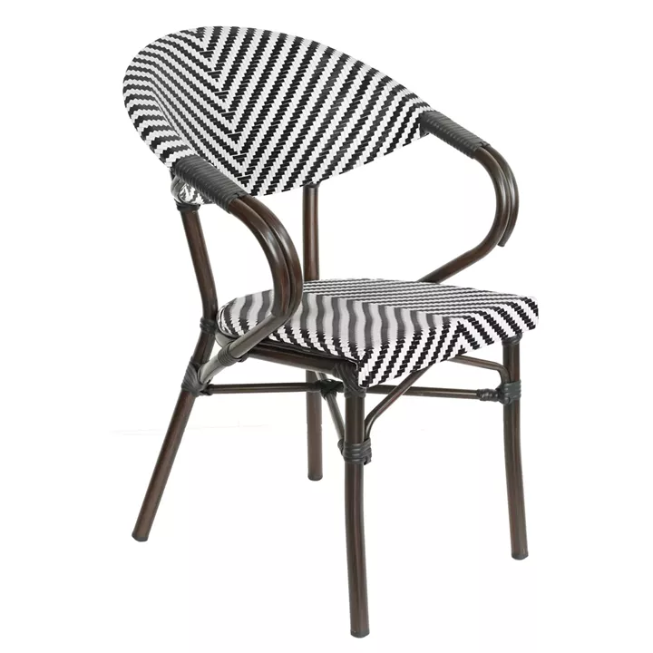 Πολυθρόνα Κήπου ArteLibre KIYOSHI Λευκό/Μαύρο/Καφέ Μπαμπού/Rattan 57x60x82cm