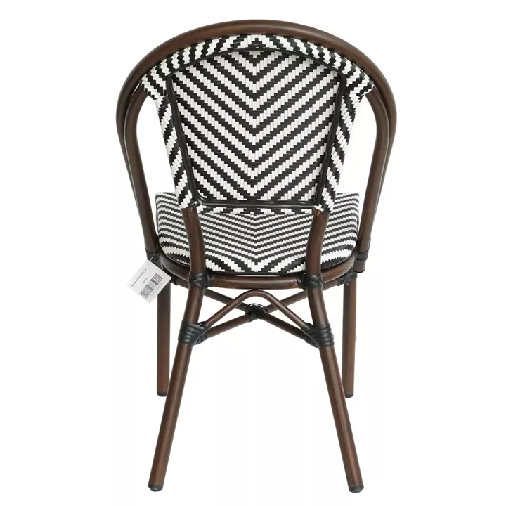 Πολυθρόνα Κήπου ArteLibre AKIRA Λευκό/Μαύρο/Καφέ Μπαμπού/Rattan 48x56x86cm