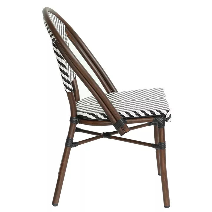 Πολυθρόνα Κήπου ArteLibre AKIRA Λευκό/Μαύρο/Καφέ Μπαμπού/Rattan 48x56x86cm