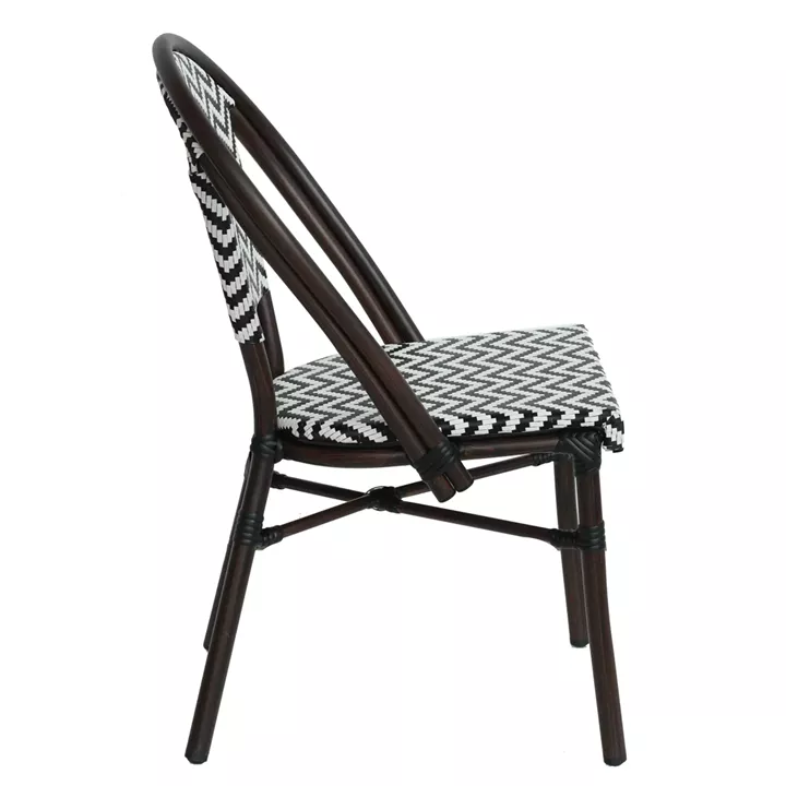 Πολυθρόνα Κήπου ArteLibre RYOTA Λευκό/Μαύρο/Καφέ Μπαμπού/Rattan 48x56x86cm