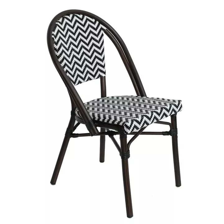 Πολυθρόνα Κήπου ArteLibre RYOTA Λευκό/Μαύρο/Καφέ Μπαμπού/Rattan 48x56x86cm