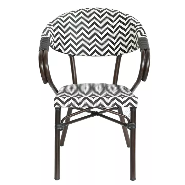 Πολυθρόνα Κήπου ArteLibre HARUTO Λευκό/Μαύρο/Καφέ Μπαμπού/Rattan 57x57x82cm