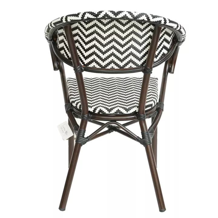 Πολυθρόνα Κήπου ArteLibre HARUTO Λευκό/Μαύρο/Καφέ Μπαμπού/Rattan 57x57x82cm