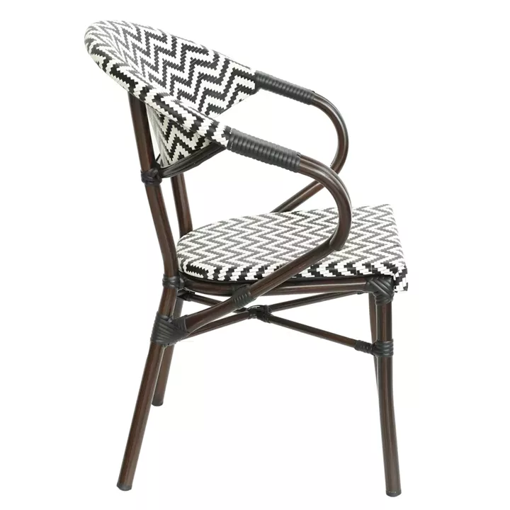 Πολυθρόνα Κήπου ArteLibre HARUTO Λευκό/Μαύρο/Καφέ Μπαμπού/Rattan 57x57x82cm