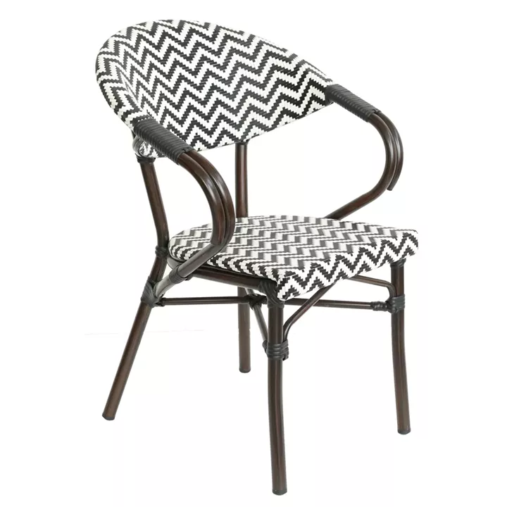 Πολυθρόνα Κήπου ArteLibre HARUTO Λευκό/Μαύρο/Καφέ Μπαμπού/Rattan 57x57x82cm