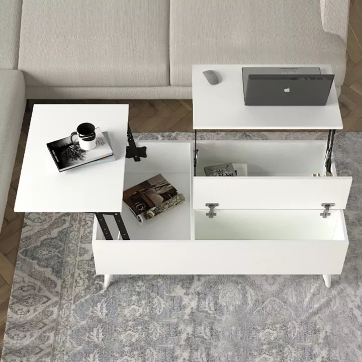 Τραπεζάκι σαλονιού Roy Megapap με σερβιτόρο χρώμα λευκό 121x69x40εκ.