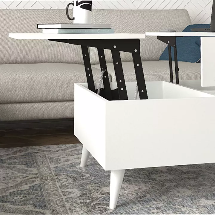 Τραπεζάκι σαλονιού Roy Megapap με σερβιτόρο χρώμα λευκό 121x69x40εκ.