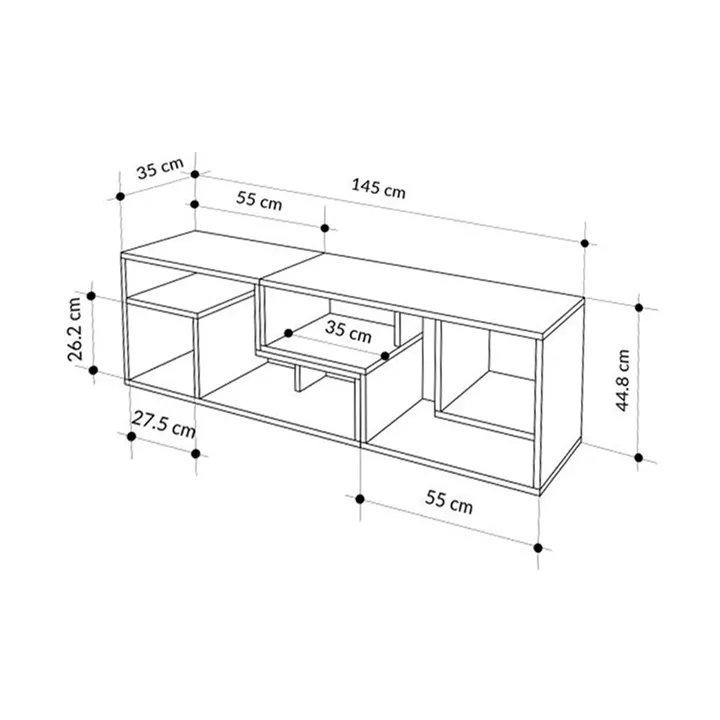 Έπιπλο τηλεόρασης Glis Megapap πολυμορφικό χρώμα ανοιχτό καρυδί - sandstone 145x35x44,8εκ.