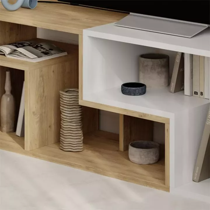 Έπιπλο τηλεόρασης Glis Megapap πολυμορφικό χρώμα sapphire oak - λευκό 145x35x44,8εκ.