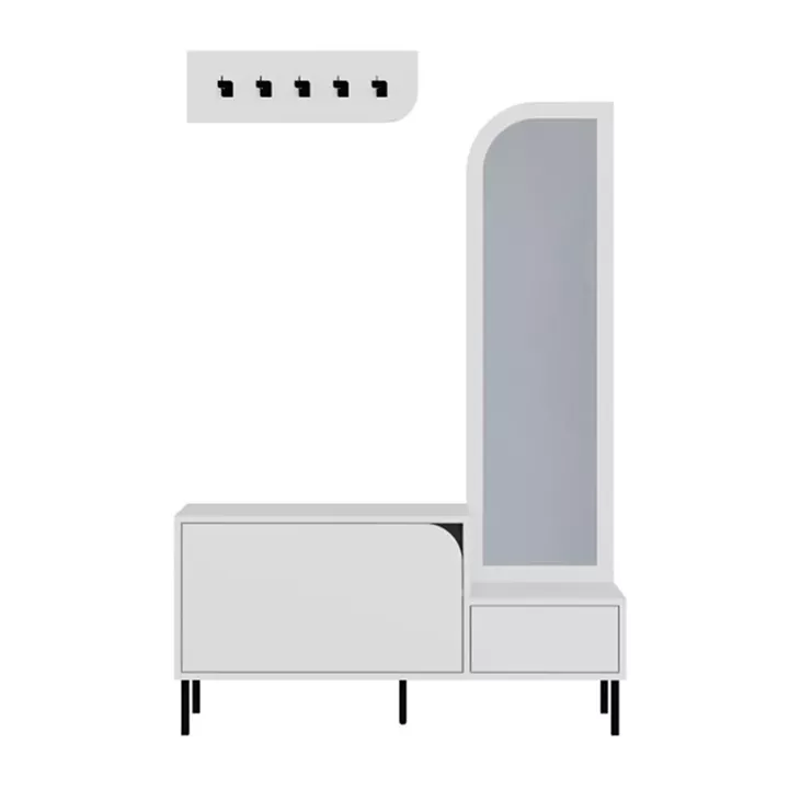 Έπιπλο εισόδου Mila Megapap με κρεμάστρα χρώμα λευκό 120x37x171,6εκ.