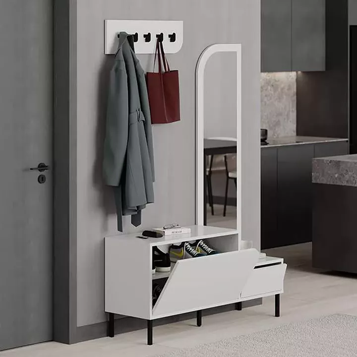 Έπιπλο εισόδου Mila Megapap με κρεμάστρα χρώμα λευκό 120x37x171,6εκ.