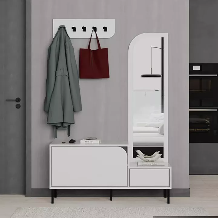 Έπιπλο εισόδου Mila Megapap με κρεμάστρα χρώμα λευκό 120x37x171,6εκ.