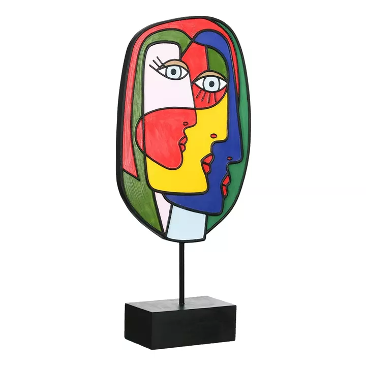  Sculpture Face Motif Συνθετική Ρητίνη Πολύχρωμη 2 Ποικιλία 20X7X35Cm 20X7X35Cm