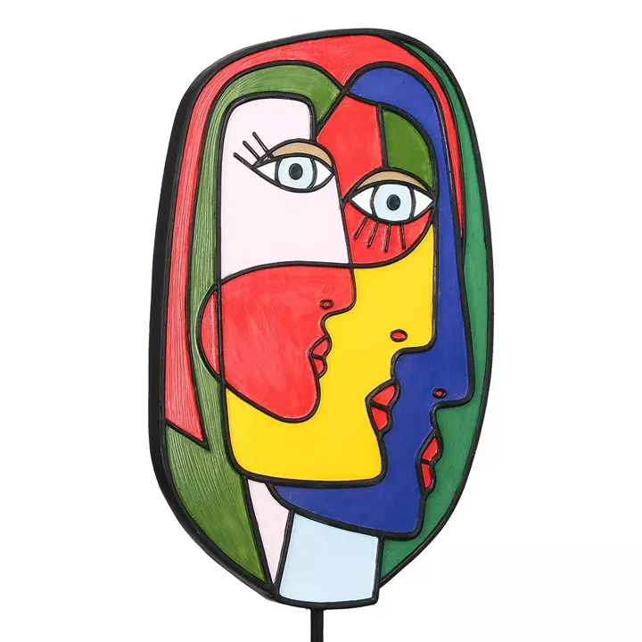  Sculpture Face Motif Συνθετική Ρητίνη Πολύχρωμη 2 Ποικιλία 20X7X35Cm 20X7X35Cm