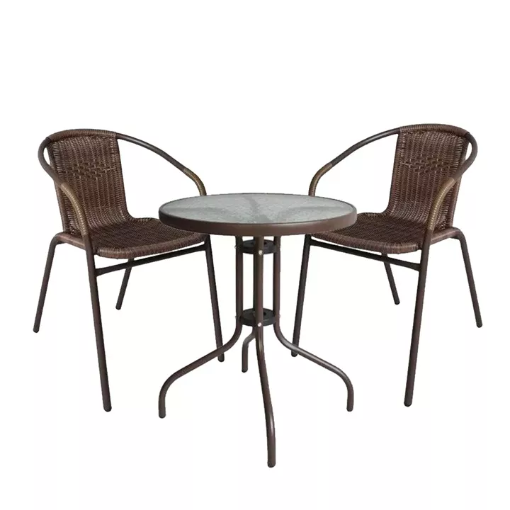 Σετ Τραπεζαρία Κήπου ArteLibre EARTH Μέταλλο Καφέ Με 2 Πολυθρόνες