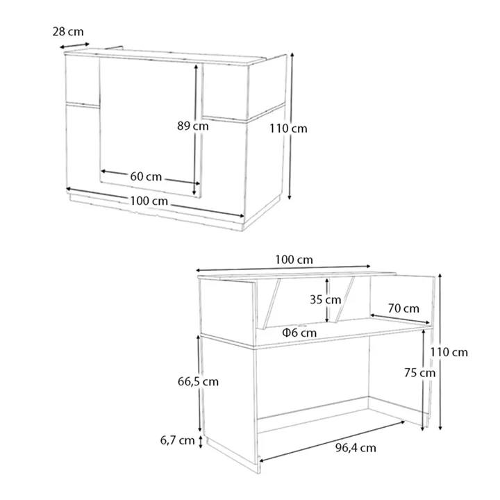 Γραφείο reception Gemini Megapap χρώμα φυσικό οξιάς - ανθρακί 100x70x110εκ.