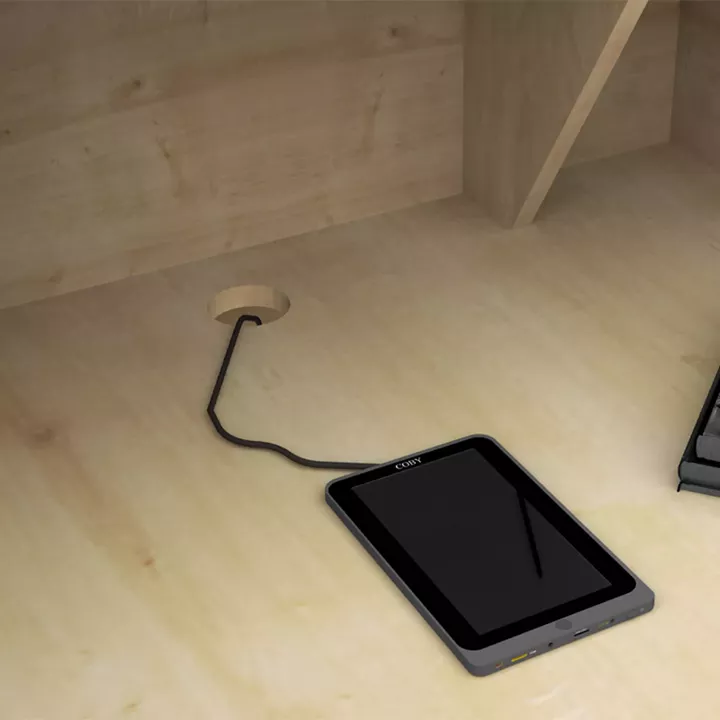 Γραφείο reception Gemini Megapap χρώμα φυσικό οξιάς - ανθρακί 100x70x110εκ.