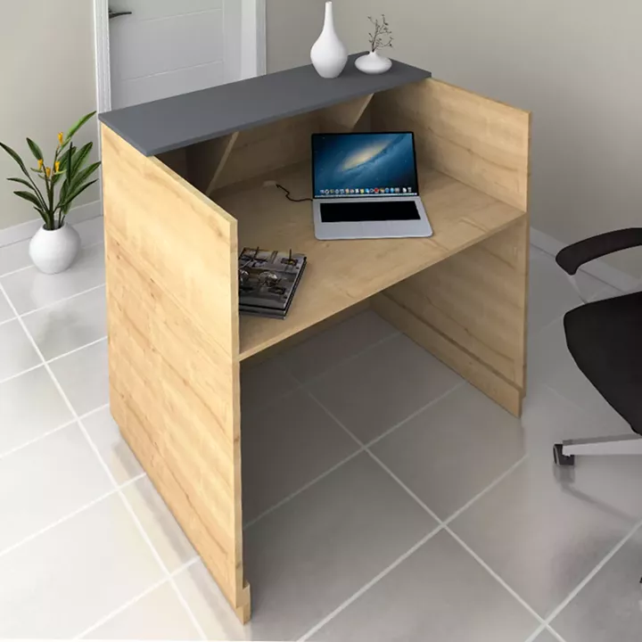 Γραφείο reception Gemini Megapap χρώμα φυσικό οξιάς - ανθρακί 100x70x110εκ.