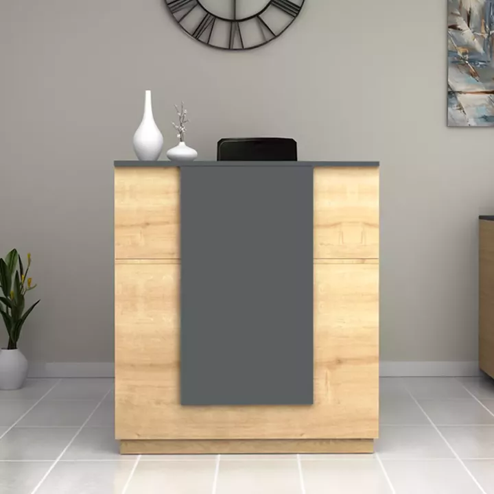 Γραφείο reception Gemini Megapap χρώμα φυσικό οξιάς - ανθρακί 100x70x110εκ.