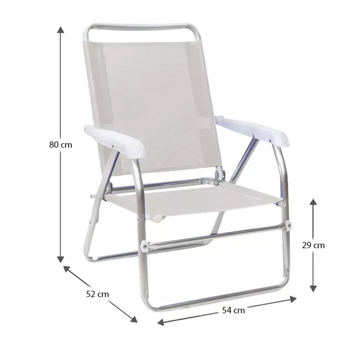 Καρεκλάκι παραλίας Alu Megapap αλουμινίου χρώμα λευκό 54x52x80εκ.
