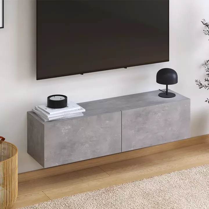 Έπιπλο τηλεόρασης επιτοίχιο Palm Megapap χρώμα γκρι ρετρό 120x32x30εκ.