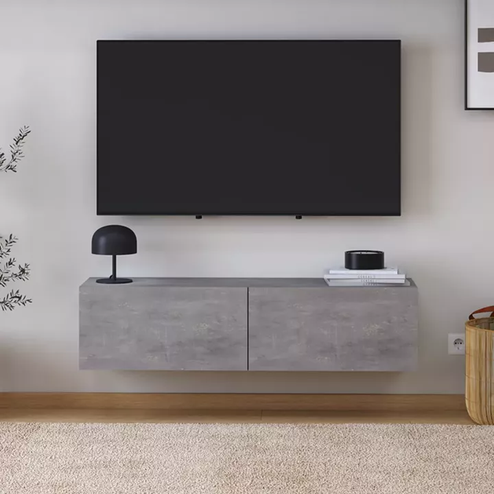 Έπιπλο τηλεόρασης επιτοίχιο Palm Megapap χρώμα γκρι ρετρό 120x32x30εκ.