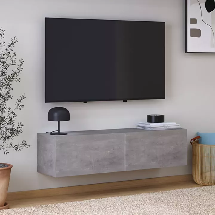 Έπιπλο τηλεόρασης επιτοίχιο Palm Megapap χρώμα γκρι ρετρό 120x32x30εκ.