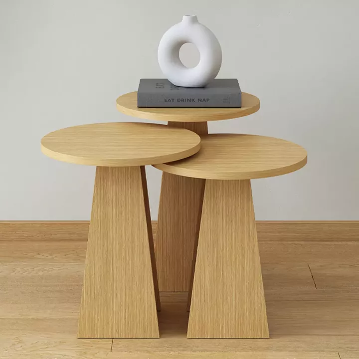 Τραπεζάκια βοηθητικά σετ 3 τμχ Como Megapap χρώμα oak