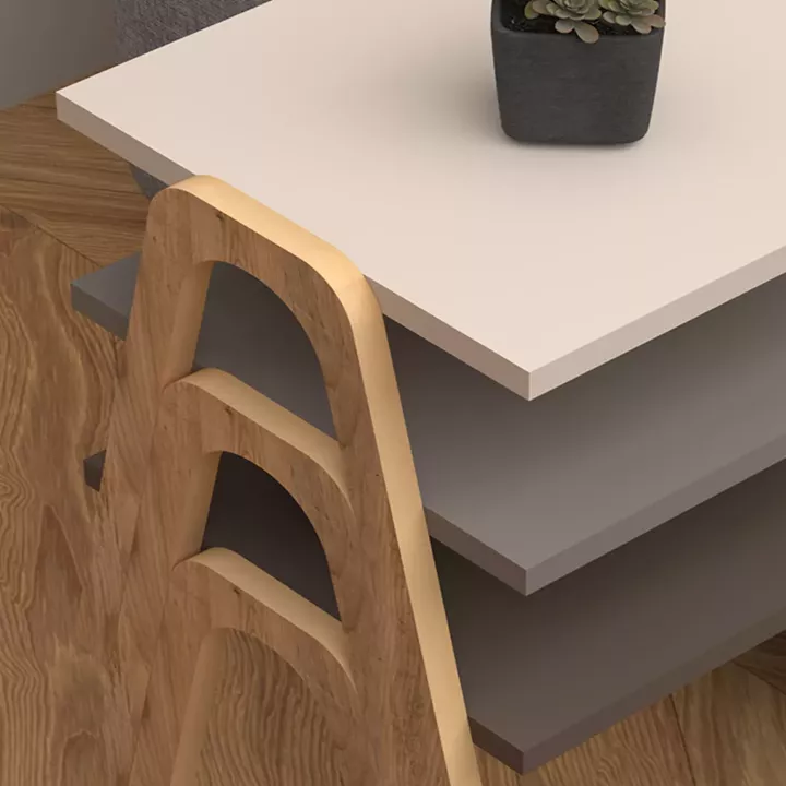 Τραπεζάκια βοηθητικά σετ 3 τμχ Como Megapap χρώμα καφέ - cappuccino - κρεμ 52x32x40εκ.