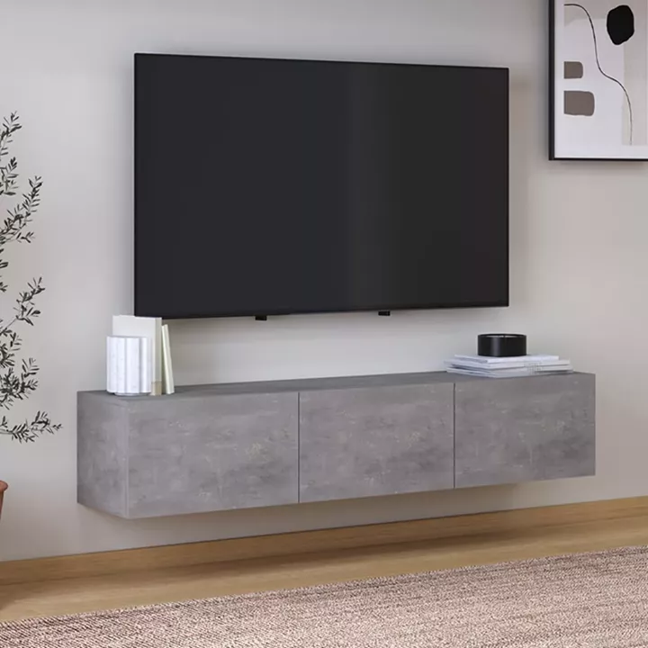 Έπιπλο τηλεόρασης επιτοίχιο Palm Megapap χρώμα γκρι ρετρό 150x32x30εκ.