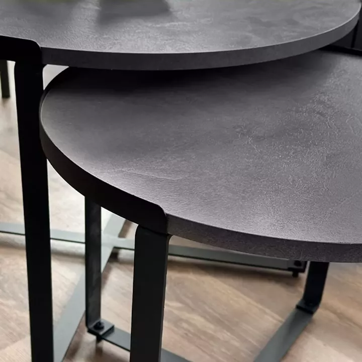 Σετ τραπεζάκια σαλονιού Davis Megapap 2τμχ. χρώμα γκρι σκυροδέματος 70x69x46εκ.