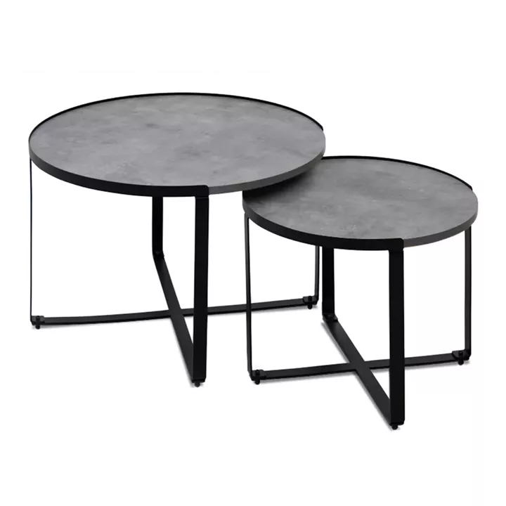 Σετ τραπεζάκια σαλονιού Davis Megapap 2τμχ. χρώμα γκρι σκυροδέματος 70x69x46εκ.