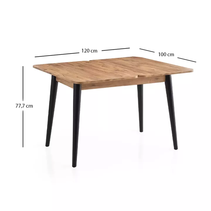 Τραπέζι Dolunay Megapap επεκτεινόμενο χρώμα atlantic pine - μαύρο 100x60(120x100)x79,5εκ.