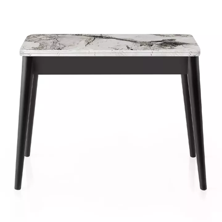 Τραπέζι Dolunay Megapap επεκτεινόμενο χρώμα λευκό εφέ μαρμάρου - μαύρο 100x60(120x100)x79,5εκ.