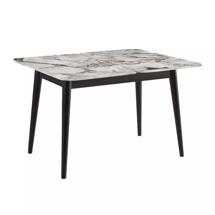 Τραπέζι Dolunay Megapap επεκτεινόμενο χρώμα λευκό εφέ μαρμάρου - μαύρο 100x60(120x100)x79,5εκ.