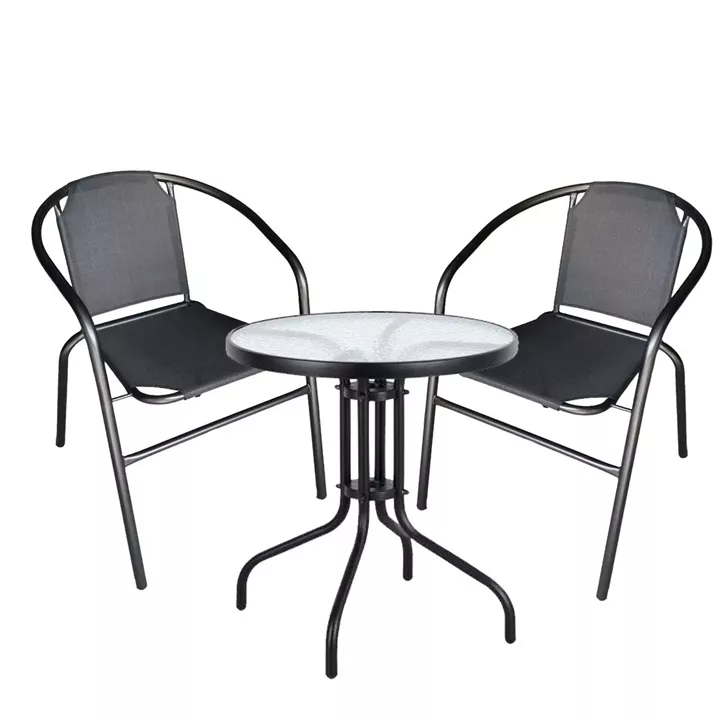 Σετ Τραπεζαρία Κήπου ArteLibre EARTH Μέταλλο Μαύρο Με 2 Πολυθρόνες