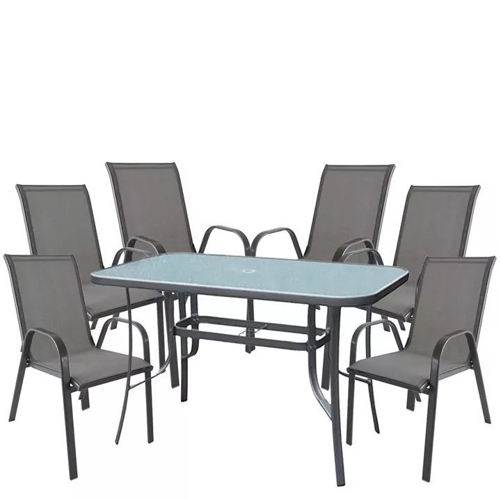 Σετ Τραπεζαρία Κήπου ArteLibre SUN Μέταλλο Γκρι Με 6 Πολυθρόνες 14990105