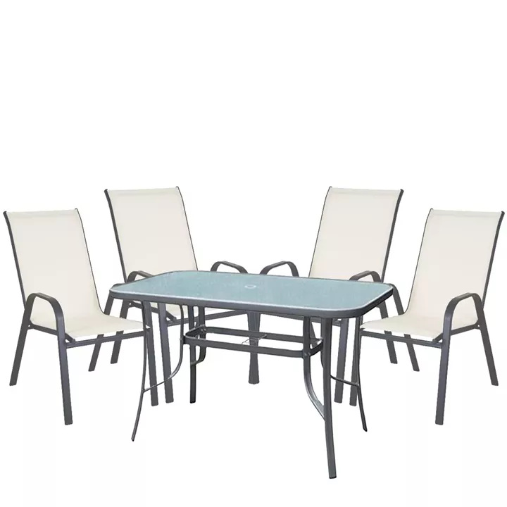 Σετ Τραπεζαρία Κήπου ArteLibre SUN Μέταλλο Γκρι/Κρεμ Με 4 Πολυθρόνες 14990106