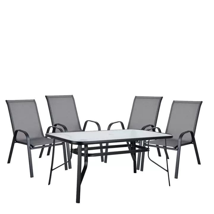 Σετ Τραπεζαρία Κήπου ArteLibre SUN Μέταλλο Μαύρο/Γκρι Με 4 Πολυθρόνες 14990067
