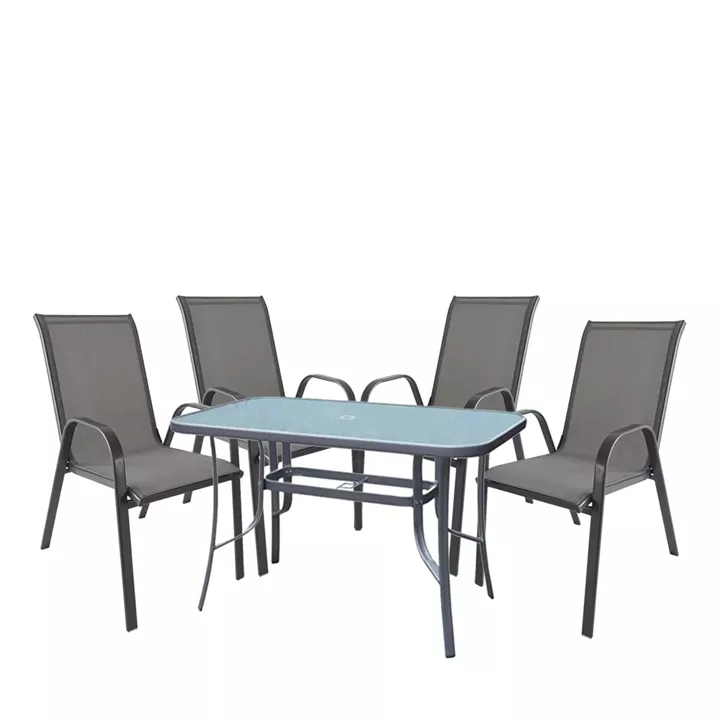 Σετ Τραπεζαρία Κήπου ArteLibre SUN Μέταλλο Γκρι Με 4 Πολυθρόνες
