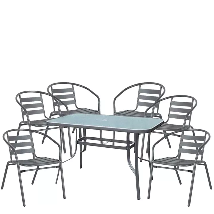 Σετ Τραπεζαρία Κήπου ArteLibre SUN Μέταλλο Γκρι Με 6 Πολυθρόνες 14990108