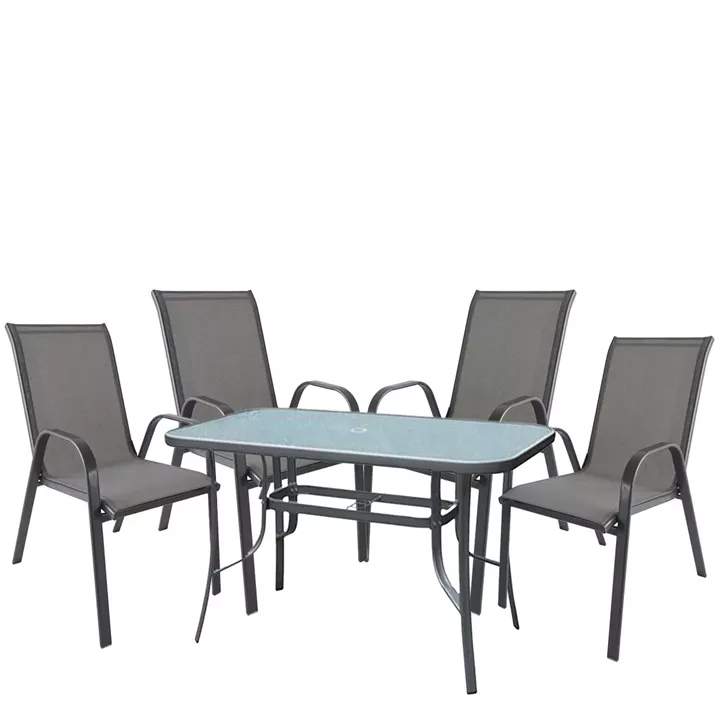 Σετ Τραπεζαρία Κήπου ArteLibre SUN Μέταλλο Γκρι Με 4 Πολυθρόνες 14990109