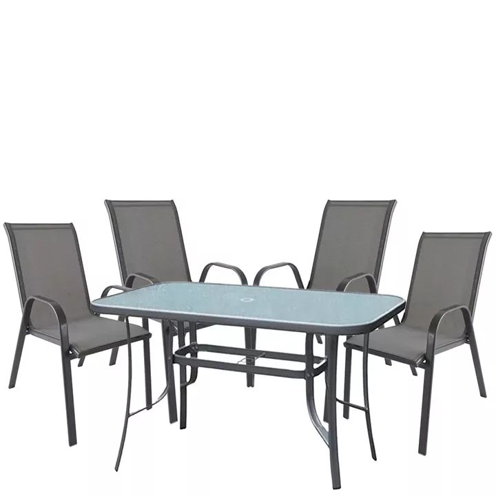 Σετ Τραπεζαρία Κήπου ArteLibre SUN Μέταλλο Γκρι Με 4 Πολυθρόνες 14990110