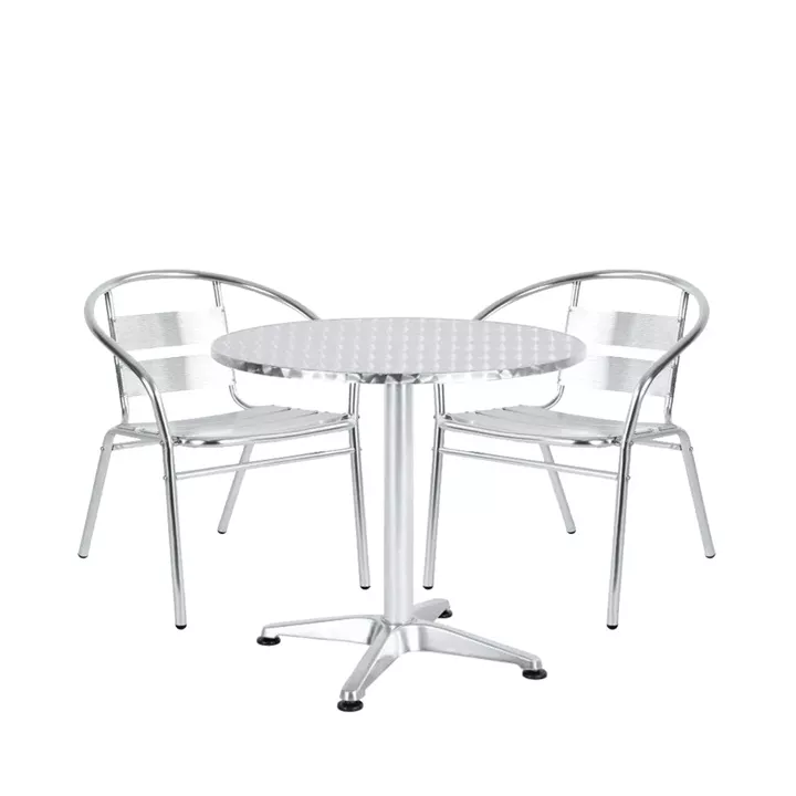 Σετ Τραπεζαρία Κήπου ArteLibre IO Αλουμίνιο Ασημί Με 2 Πολυθρόνες 14990094