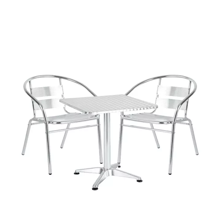 Σετ Τραπεζαρία Κήπου ArteLibre CALLISTO Αλουμίνιο Ασημί Με 2 Πολυθρόνες 14990098