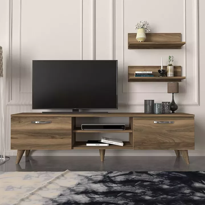 Έπιπλο τηλεόρασης Colin Megapap χρώμα καρυδί 150x29,5x40,6εκ.